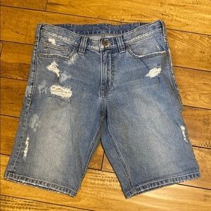 Silver Distressed Denim Shorts Jorts